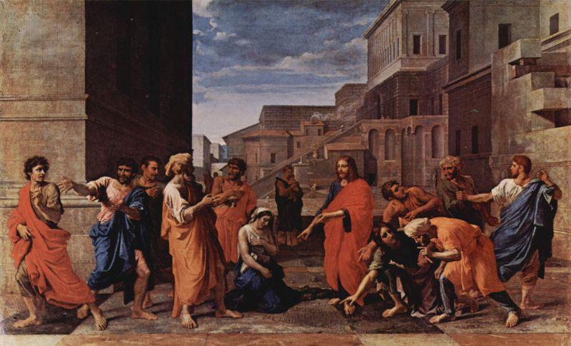 Nicolas Poussin Christus und die Ehebrecherin oil painting image